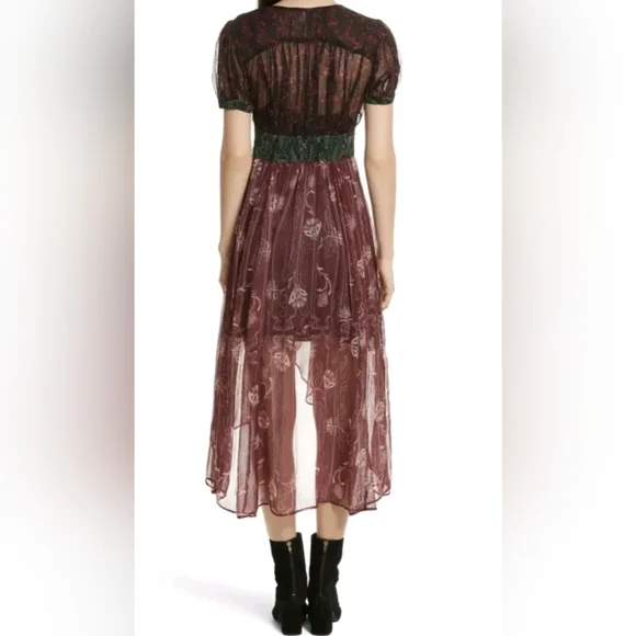 Free People Daisy Fields Sheer Floral Maxi Tunic Dress Size XS - Picture 4 of 10